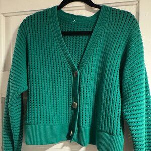 LuLulemon Sapphire green Cardigan Cotton Sweater Size S